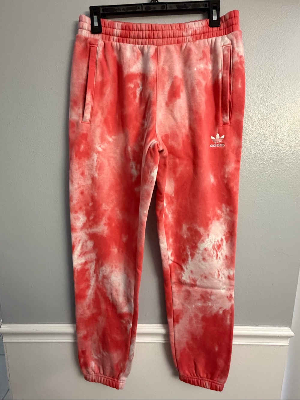 Adidas Red & White Tie-Dye Jogger Sweatpants